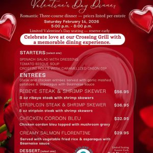Valentine’s Day at Lakeland Inn’s Crossing Grill
